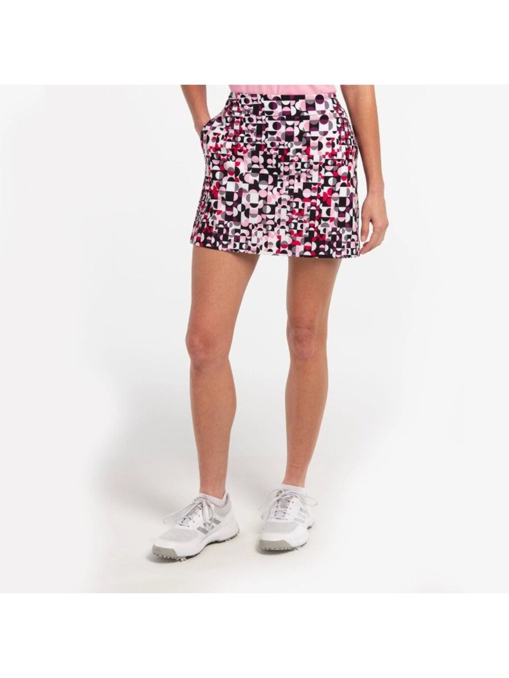 NEW EPNY Dot Graphic Geometric Skort Golf Skirt MEDIUM black white pink pockets
